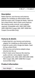 Mini cooper radio after market fitment