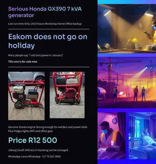 Eskom is off again this generator is ready. Contractor level Honda generator for real work