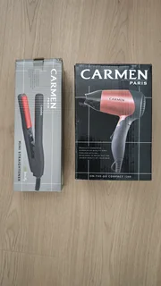 Carmen Hairdryer And Straighter, Portable Size. Plus Pocket Mirror.