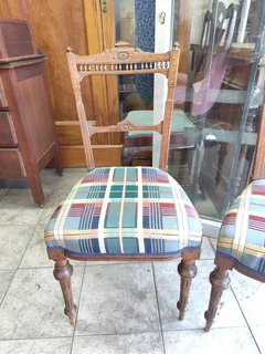 Pair of antique Victorian walnut side chairs. Both for R1900