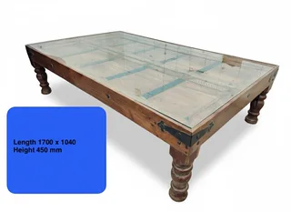 Solid Burmese teakwood coffee table. Length 1700 x 1040. Height 450 mm