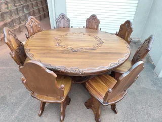 8 seater Blackwood dining room suite table and chairs