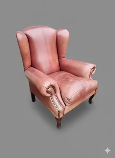 Genuine leather wingback arm chair
