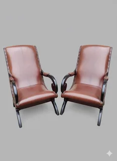 2 x genuine leather plantation arm chairs