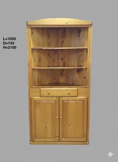 Large solid cypress wood corner cabinet