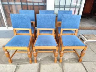 Set of 6 vintage oak wood dining chairs