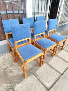 Set of 6 vintage oak wood dining chairs