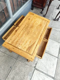 Solid oak wood 4 drawer coffee table