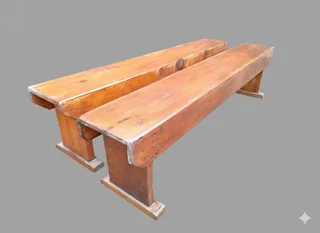 Oregon pine table and 2 benches