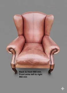 Large genuine leather wingback arm