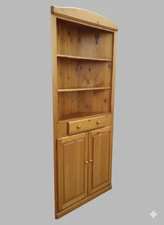 Large solid cypress wood corner cabinet