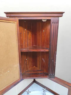 Solid saligna wood corner vanity and mirror