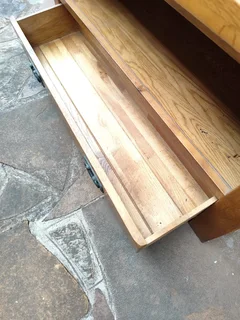 Solid oak wood 1 drawer tv stand