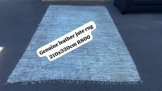Genuine leather jute rug