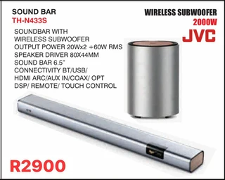 JVC sound bar with wireless sub woofer