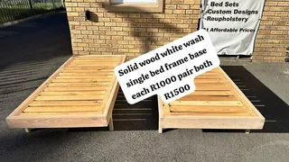Solid wood white wash single bed frame each R1000 both pair R1500