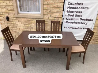 Dining table 150/120cmx80x74cm with extension and 4 chairs