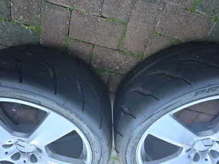 Mercedes Rims and Toyo Semi slick tyres x 2