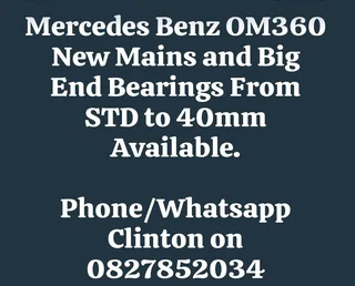 Mercedes Benz Om360 New Mains & Big End Bearings From Size Std To 40mm Available