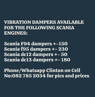 VIBRATION DAMPERS AVAILABLE FOR SCANIA TRUCKS AND BUSSES