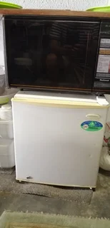 bar fridge and microwave