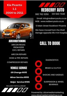 Kia picanto service From R695 aircon regas from R200