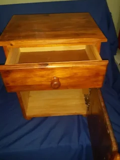 Pine wooden bedside table cupboard with pullout drawer and door in very good condition
