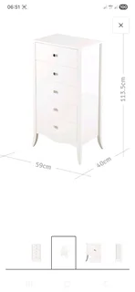 Scarlett White Lacquer 5 Drawer Tallboy