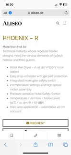 Bathroom/hotel “Eliseo” wall mount hair dryers