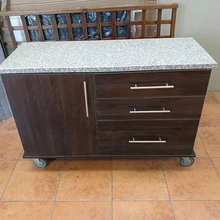 Kitchen sideboard on wheels with granite top