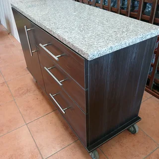 Kitchen sideboard on wheels with granite top