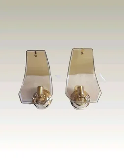 Glass pendant light fitting with 2 wall lights