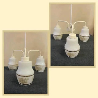 2 x Vintage chandeliers 3 arm light fittings