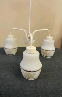 2 x Vintage chandeliers 3 arm light fittings