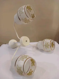 2 x Vintage chandeliers 3 arm light fittings