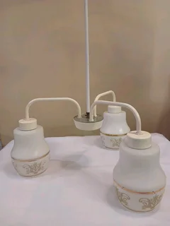 2 x Vintage chandeliers 3 arm light fittings