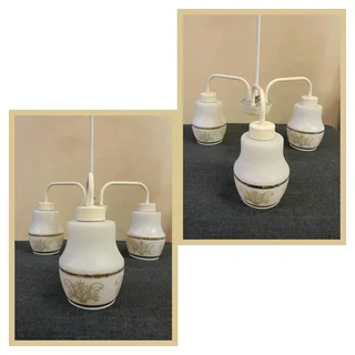 2 x Vintage chandeliers 3 arm light fittings