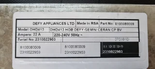 Defy DHD413 80cm Gemini Vitroceramic Hob Control panel-Glass New 0️⃣7️⃣2️⃣3️⃣9️⃣2️⃣5️⃣7️⃣5️⃣6️⃣