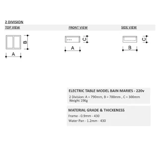 2DBMTT   ELECTRIC BAIN MARIE - TABLE TOP - 220v