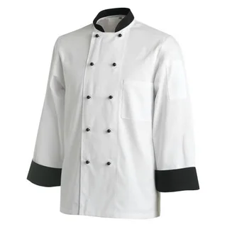 Uni5023  chefs Uniform Jacket Contrast Long Sleeve - Large