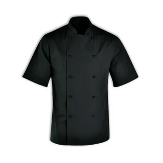 Uni7023 Chefs Uniform Jacket Basic Short Sleeve - Black - Large