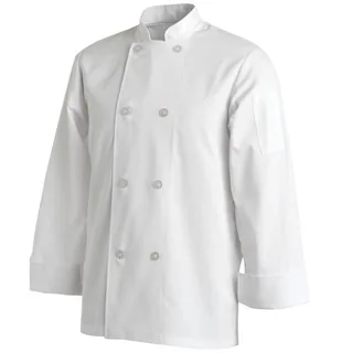 Uni0013  chefs Uniform Jacket Basic Long Sleeve - White - Large