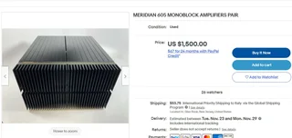 MERIDIAN 605 MONOBLOCK POWER AMPLIFIERS