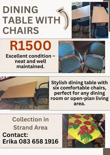 Dining room table with 6 chairs