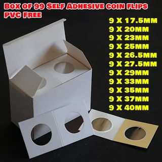 Box of 99 self adhesive coin flips PVC free