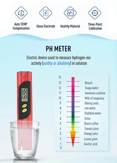 High Precision ph Meter with batteries, buffer powders and hard box