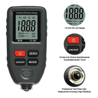 TC100 Coating Thickness Gauge Ultra-precise 0.1micron / 0-1300 Fe and NF with calibration plates