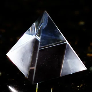 60mm Polished Borosilicate Glass Crystal Pyramid Paperweight Ornament