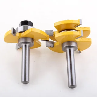 NEW 2 pc 8mm 3/4" Shank Tongue &amp; Groove Joint Assembly Router Bit Set