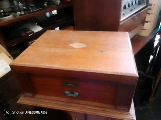 Large vintage cutlery set in oak box